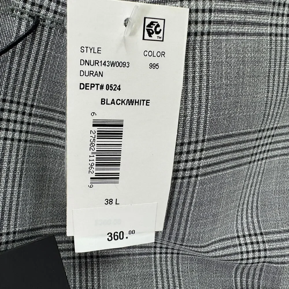 DKNY Mens Modern Fit Stretch Plaid Suit Jacket Black White 38L - Picture 3 of 5